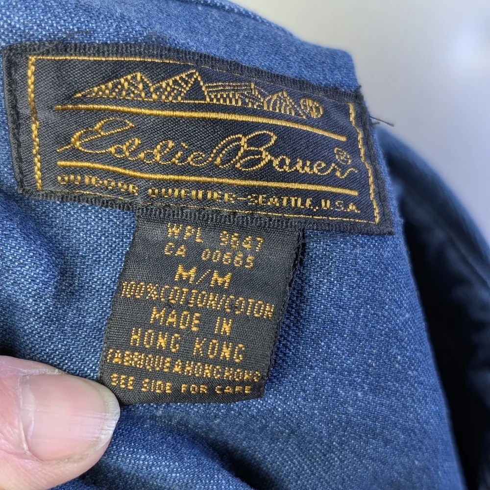 Vintage 90s Eddie Bauer Denim Prairie Dress Embroidered Florals | Fits M/L - Picture 11 of 11